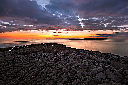 太阳,上方,海滩,石头