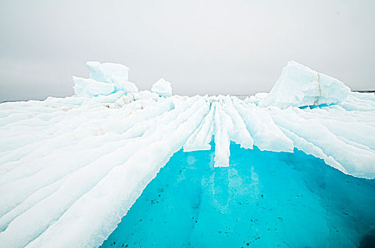 挪威,斯瓦尔巴群岛,斯匹次卑尔根岛,抽象,结冰,冰山,漂浮,海岸