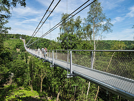 吊桥,全球,支持,宽幅,上方,河,哈尔茨山,德国,欧洲
