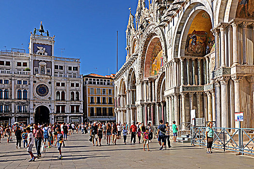广场,钟楼,门口,大教堂,威尼斯,威尼托,意大利,世界遗产