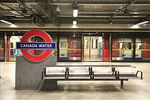 标识,加拿大,水,地铁站,伦敦,英格兰,英国,欧洲