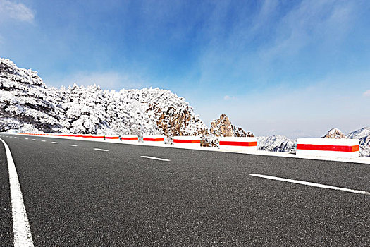 道路,正面,雪景,黄山,山