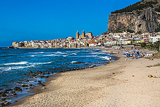 海滩,切法卢,西西里,意大利
