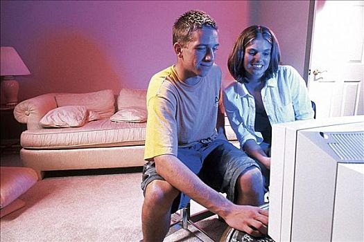 男孩,女孩,电脑,游戏,互联网,信息技术