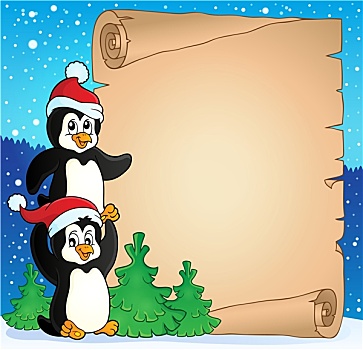 羊皮纸,圣诞节,企鹅