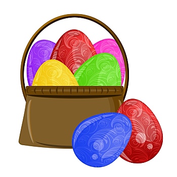 高兴,复活节彩蛋,篮子,卷,设计