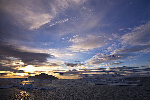 冰山,海洋,黄昏,保利特岛,南极半岛,南极