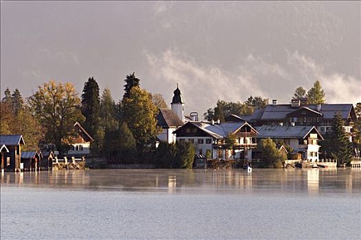 早晨,瓦尔幸湖,巴伐利亚