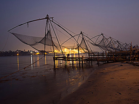 渔船,起重机,喀拉拉,印度