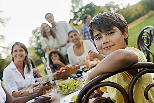 家庭,朋友,食物,户外,野餐,自助餐,黄昏