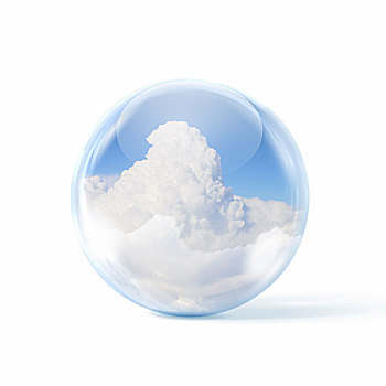白云,蓝天,室内,玻璃,球体