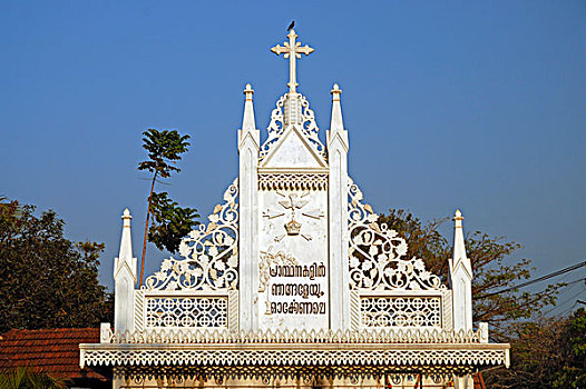 白色,山墙,圣托马斯,东正教,喀拉拉,印度,亚洲