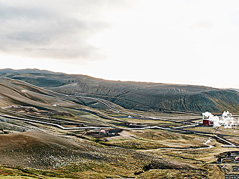风景,地热发电站,靠近,火山口,冰岛