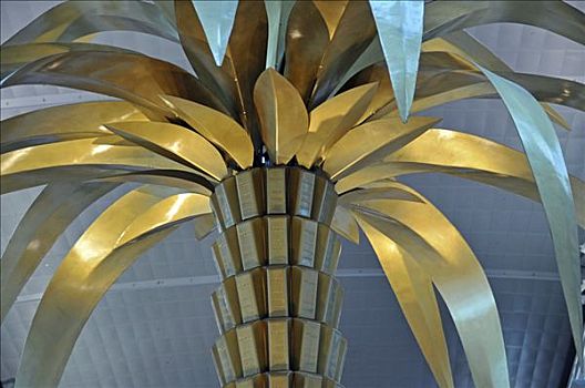 棕榈树,雕塑,航站楼,迪拜,国际机场,阿联酋,亚洲