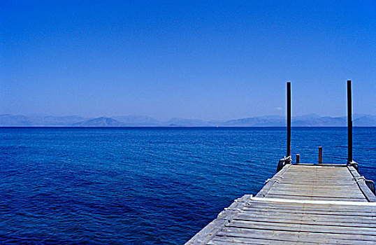 希腊,科孚岛,木板路
