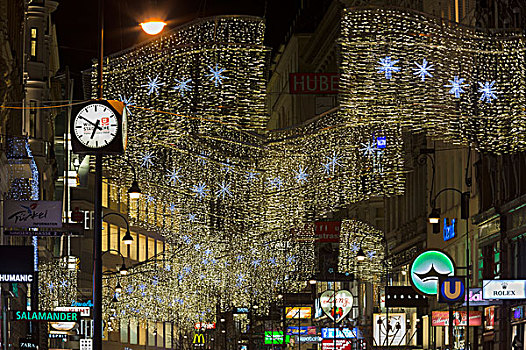 圣诞灯光,路,街道,城市,地区,维也纳,奥地利,欧洲