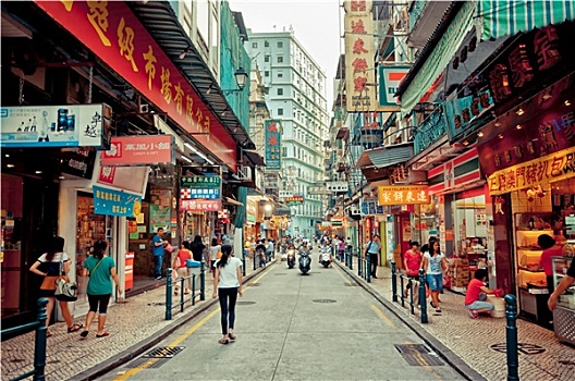 拥挤,城市街道,澳门