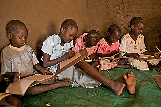 孩子,社交,小学,乡村,警察,许多,学校,战争,不安全,南,苏丹,十二月,2008年