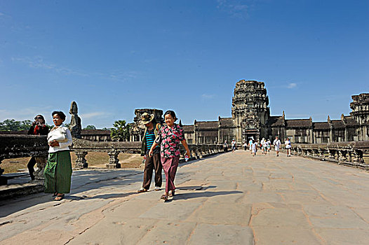 高棉人,人,观光,旅游,吴哥,寺院,柬埔寨,东南亚,亚洲