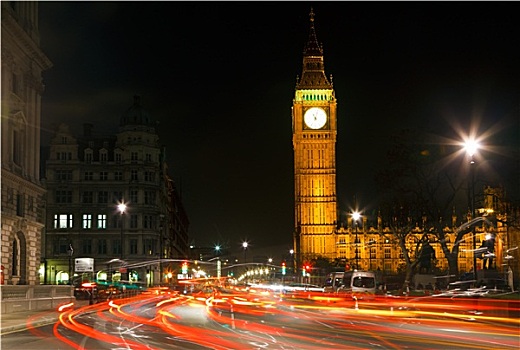 交通,夜晚,伦敦,英国