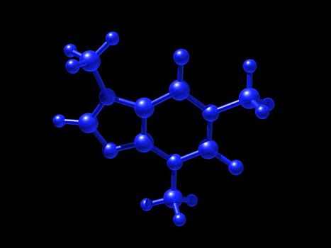 模型,咖啡因,分子,插画