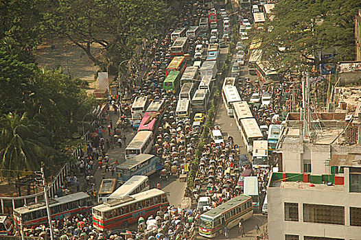 塞车,达卡,首都,孟加拉,十一月,2006年