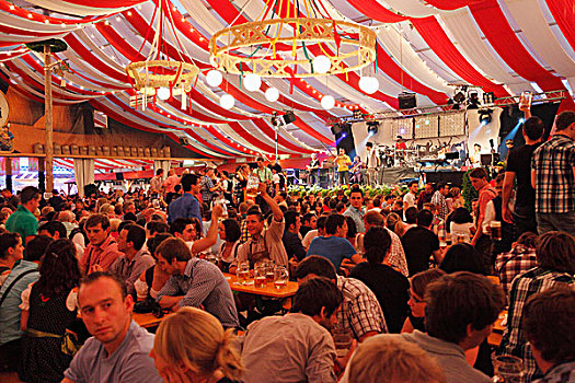 啤酒帐篷,节日,维尔茨堡,弗兰克尼亚,巴伐利亚,德国,欧洲