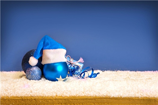 蓝色,圣诞节,彩球,圣诞帽,隔绝
