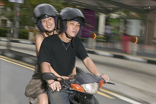 年轻,亚洲人,伴侣,摩托车