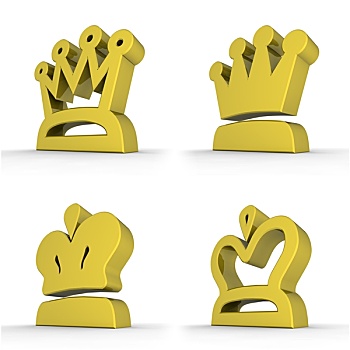 四个,皇家,冠,黄色