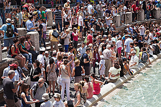 意大利,罗马,喷泉,游客,人群