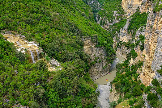 瀑布,充气物,河,峡谷,培拉特,阿尔巴尼亚,欧洲