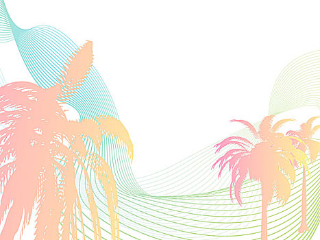 抽象,棕榈树,灵感,设计,温暖,夏天,彩色