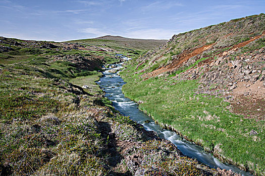 溪流,温泉,靠近,冰岛