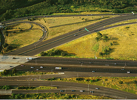 航拍,高速公路,瓦胡岛,夏威夷,美国
