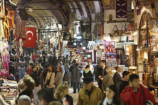 通道,满,人,大巴扎,遮盖,市场,大棚市场,商品,伊斯坦布尔,土耳其