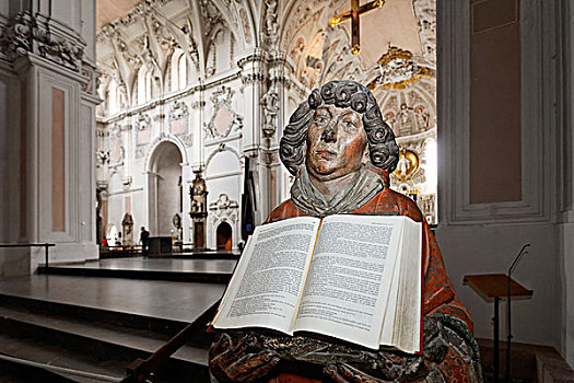 雕刻,拿着,大教堂,维尔茨堡,弗兰克尼亚,巴伐利亚,德国,欧洲