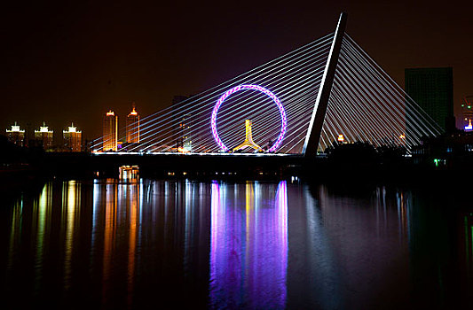 天津海河风光夜景