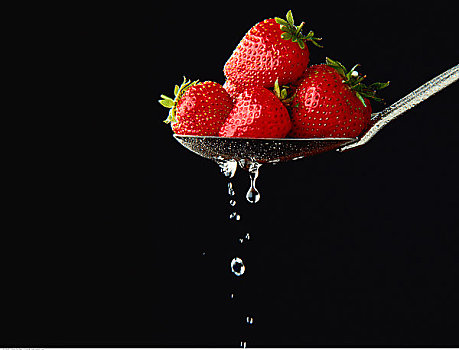 匙,草莓,水