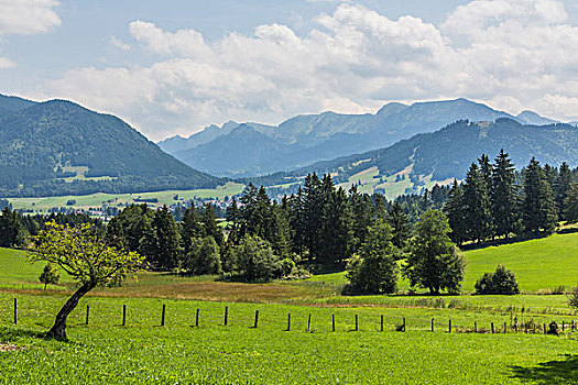 文化,风景,后面,阿尔卑斯山,巴伐利亚,德国,欧洲