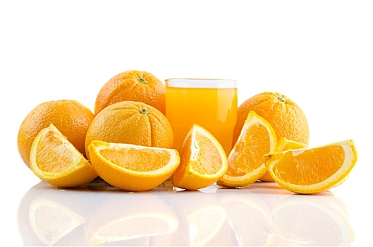 橙汁,切片,橙色,隔绝,白色背景