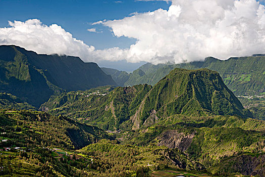 风景,谷地,火山口,团聚,印度洋