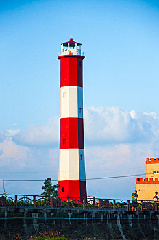 台湾台中西海岸景点高美湿地公园烟囱