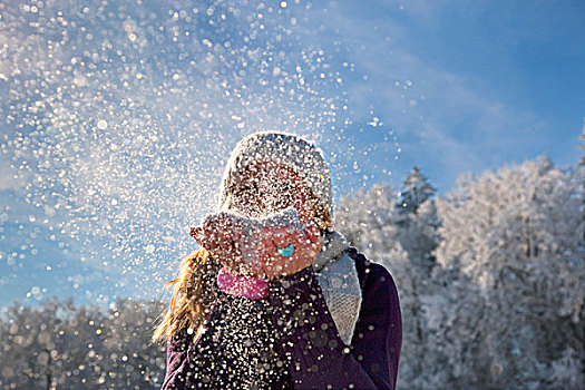 女人,吹,雪