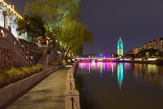 南京,秦淮,河岸,报恩寺,夜色