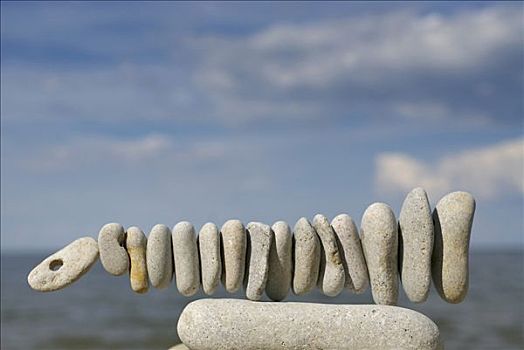 平衡性,石头,排列,海滩