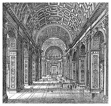 历史,内景,大教堂,梵蒂冈,16世纪,罗马,意大利