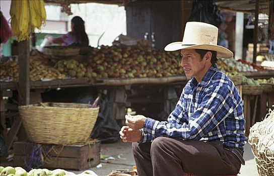 水果,苹果,食物,男人,帽子,危地马拉,中美洲