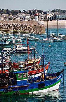扇贝,渔船,港口,布列塔尼半岛,法国