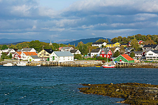 挪威,小,彩色,捕鱼,房子,家,水